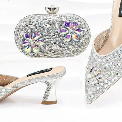 Bellanica - Talons élégants avec sac en diamant assorti