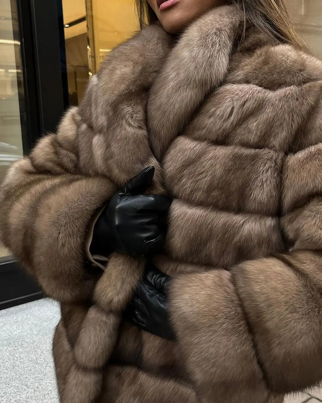 Bellanica - Fashion Patchwork Faux Fur Coat Jacket