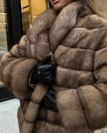 Bellanica - Fashion Patchwork Faux Fur Coat Jacket