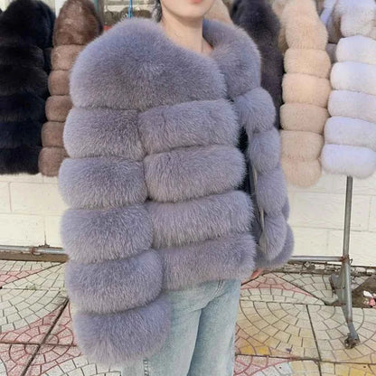 Faux Fox Fur Coat – White