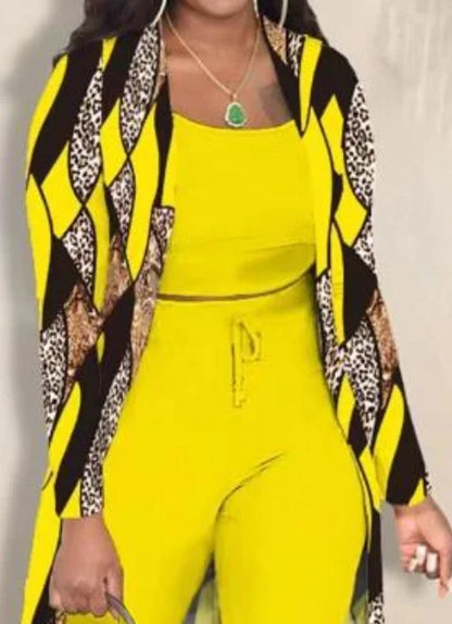 Women's Striped Three-Piece Pants Outfit Set