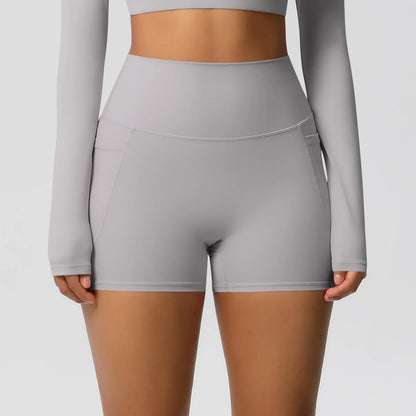 Bellanica - High-waist pocketed squat-proof shorts