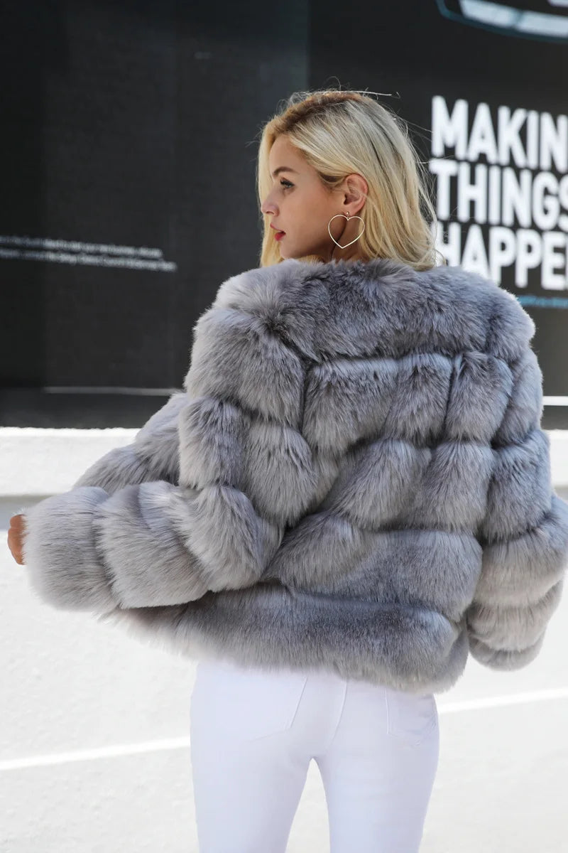 Bellanica - Faux Fur Women Coats Solid