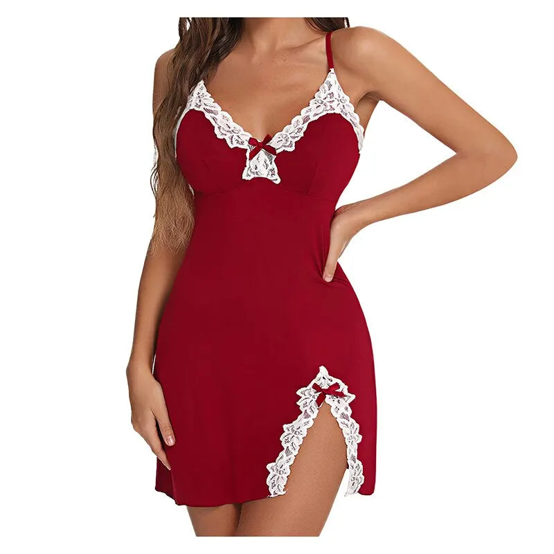 Bellanica - Silky Lace V-Neck Nightgown