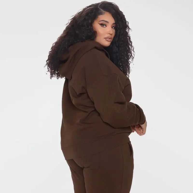 Bellanica - Loose Plus-Size Hooded Sweater Suit