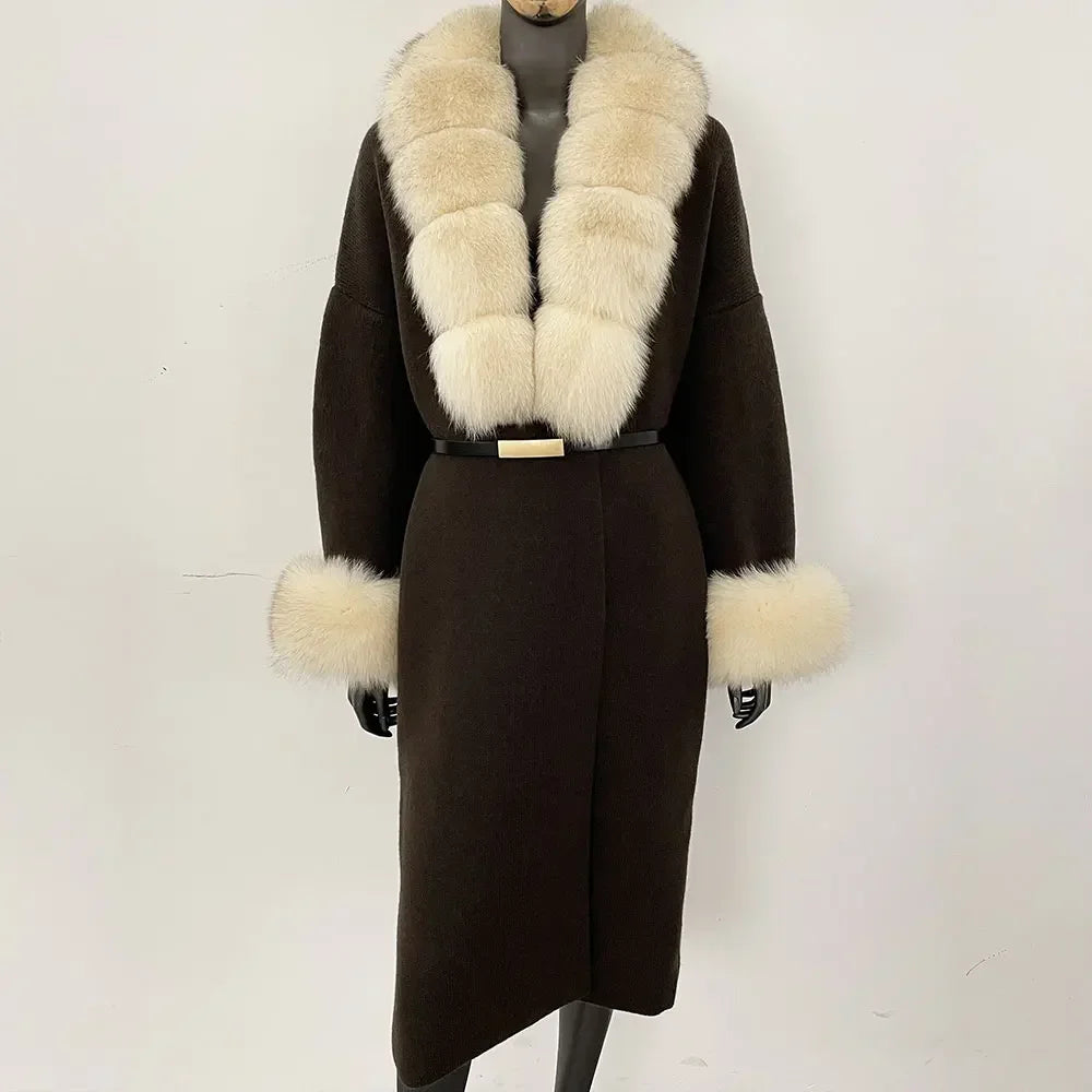 Bellanica - Real Fox Fur Jacket Long Knitwea