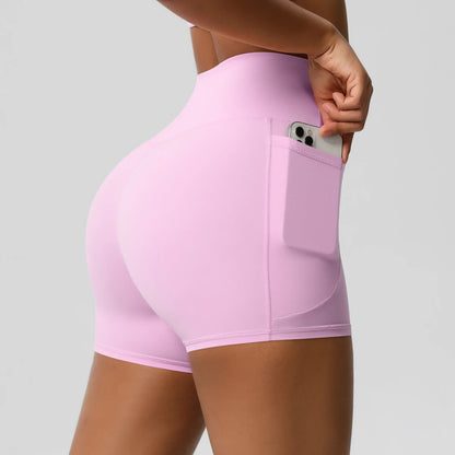 Bellanica - High-waist pocketed squat-proof shorts