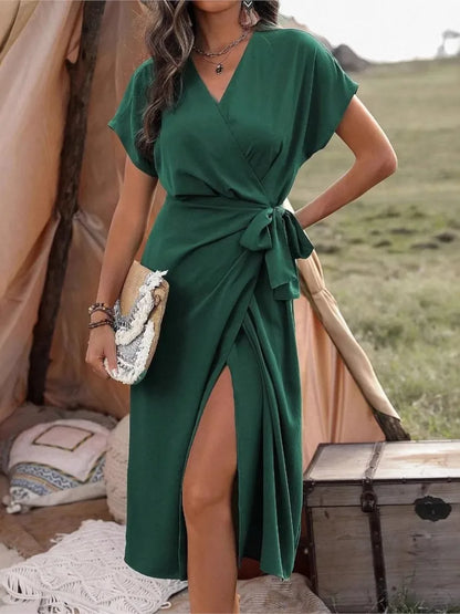 Bellenica - Elegant Summer V-Neck Wrap Dress