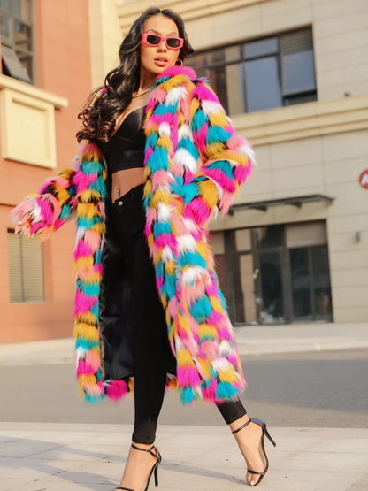 Bellanica - Women’s Rainbow Faux-Fur Coat