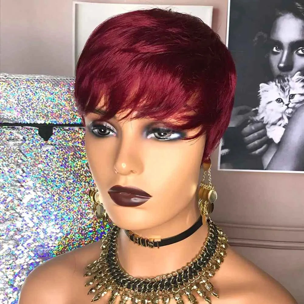 Short Black Pixie Cut Synthetic Wig for Women