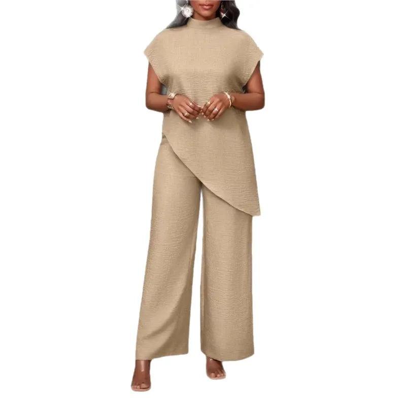 Women's Sleeveless Top and Wide-Leg Pants Set