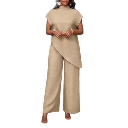 Women's Sleeveless Top and Wide-Leg Pants Set