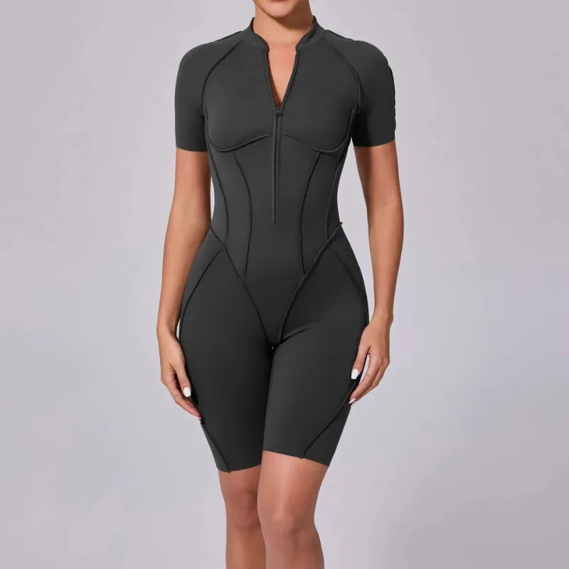 Bellanica - Seamless Zipper Yoga Gym Jumpsuit