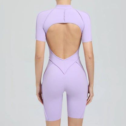 Bellanica - Seamless Zipper Yoga Gym Jumpsuit
