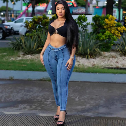 Women’s High-Waist Slim Fit Denim Jeans - Bellanica