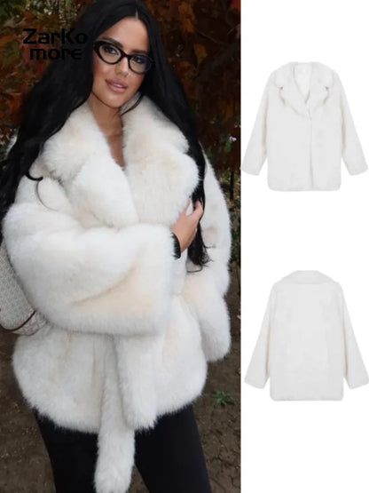 Bellanica - Luxury Warm Thick Faux Soft Fur Coat Women
