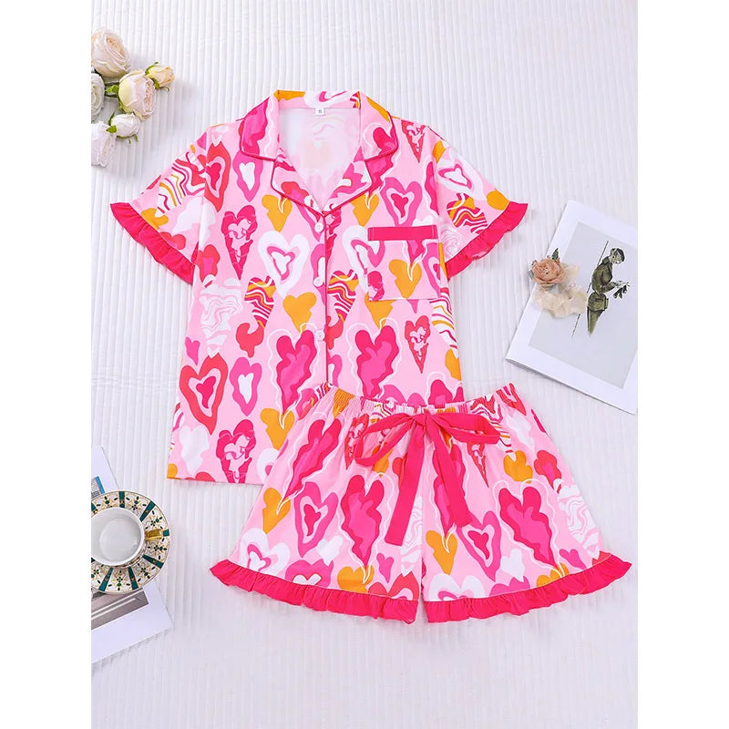 Casual Printed Women's Pajama Short Set
