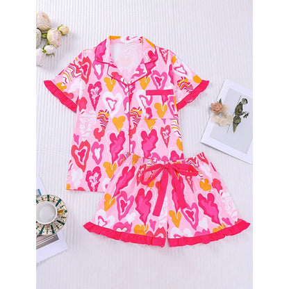 Casual Printed Women's Pajama Short Set