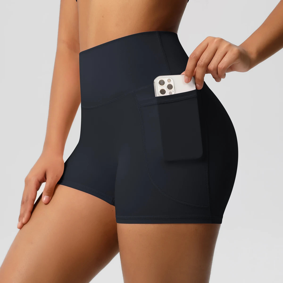 Bellanica - High-waist pocketed squat-proof shorts