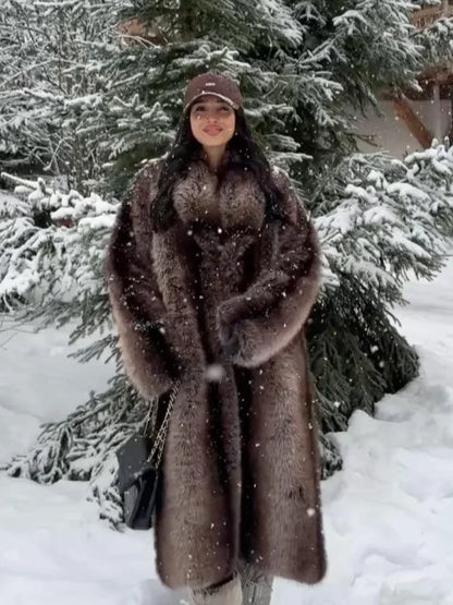 Bellanica - Women's Casual Lapel Faux Fur Long Coat