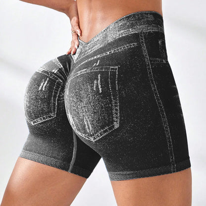 Bellanica - Sexy Seamless Denim Yoga Shorts