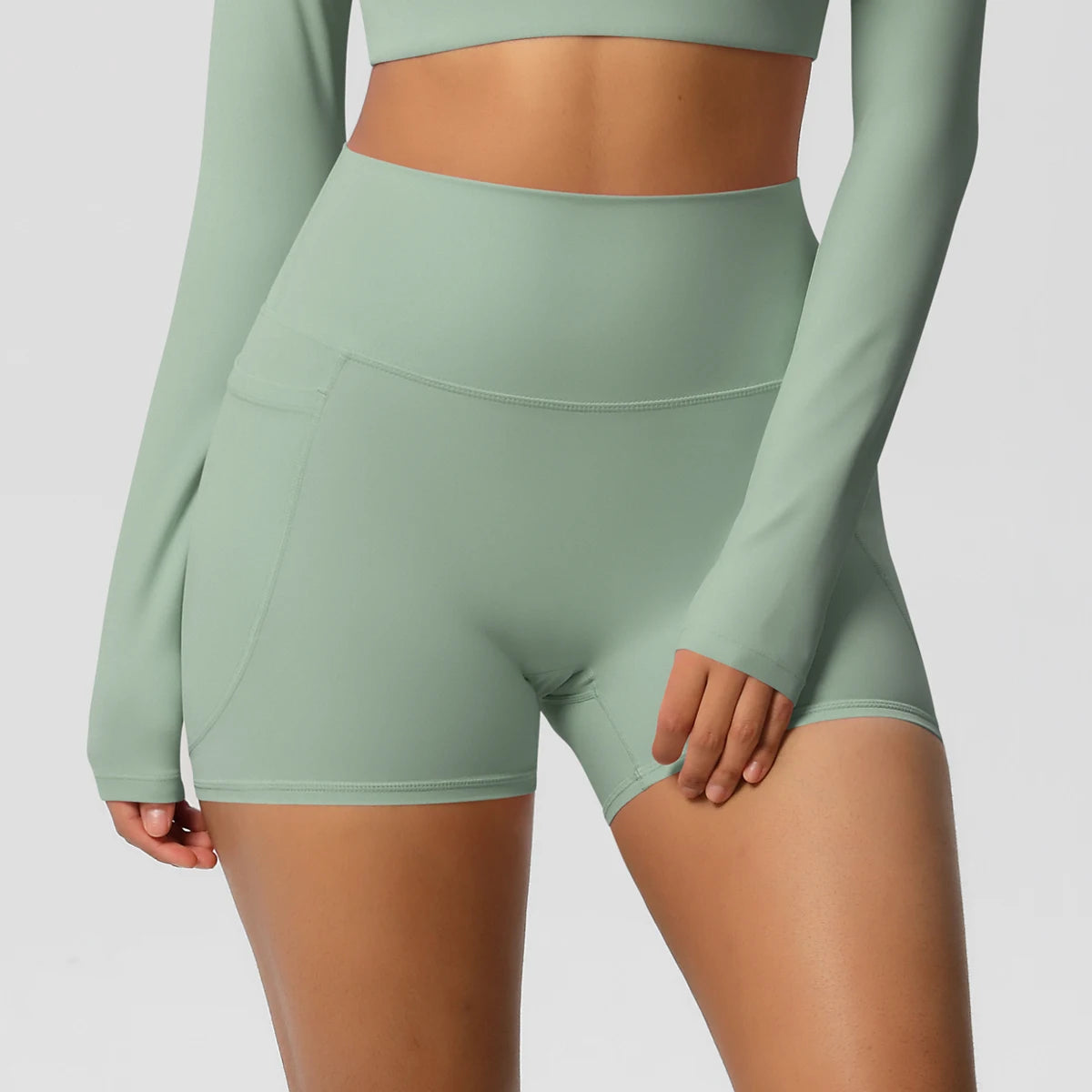 Bellanica - High-waist pocketed squat-proof shorts