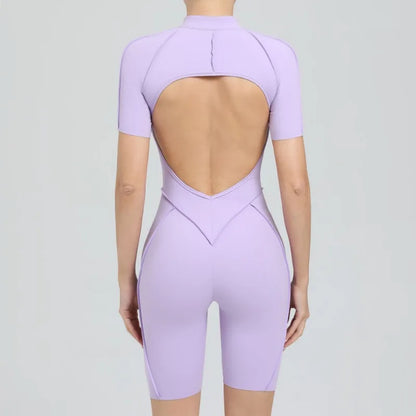 Bellanica - Seamless Zipper Yoga Gym Jumpsuit