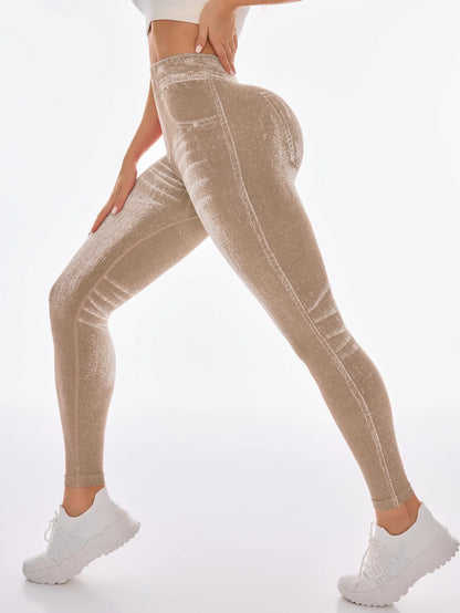 Bellanica - Seamless Faux Jeans Fitness Leggings