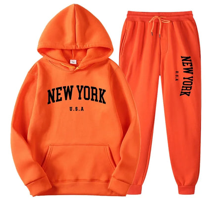 Bellanica - New York Print Casual Hoodie Set