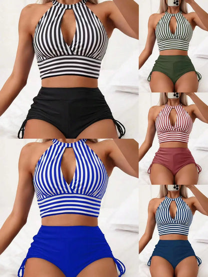 Bellanica - Striped High-Waist Bikini Set