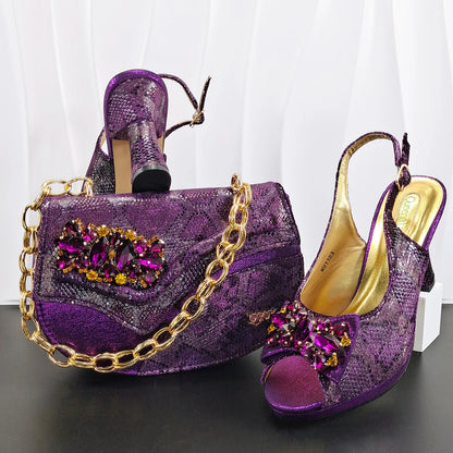 Rhinestone Heels with Matching Bag