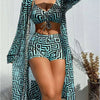 3-Piece Blue Bikini Set with Wrap