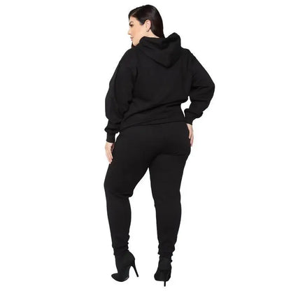 Bellanica - Loose Plus-Size Hooded Sweater Suit