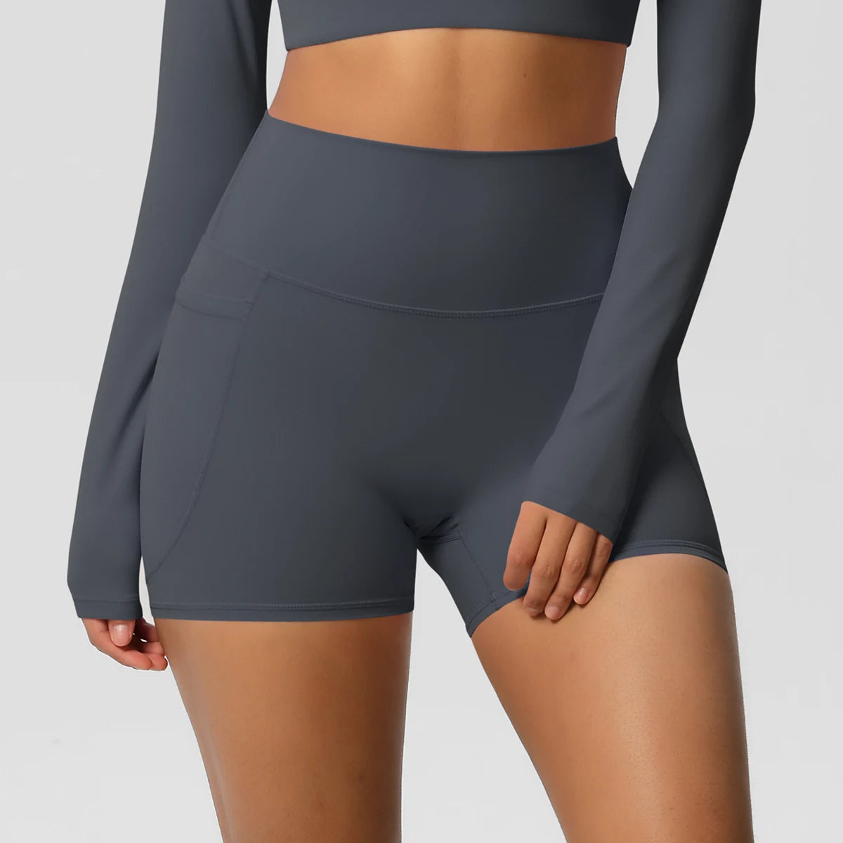Bellanica - High-waist pocketed squat-proof shorts