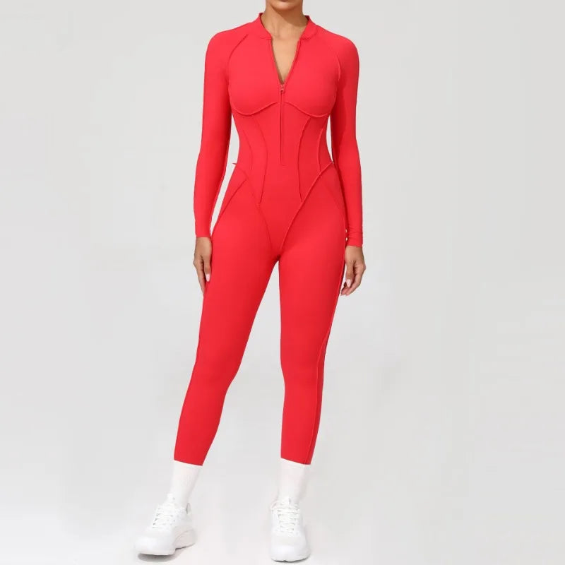 Bellanica - Seamless Zipper Yoga Gym Jumpsuit