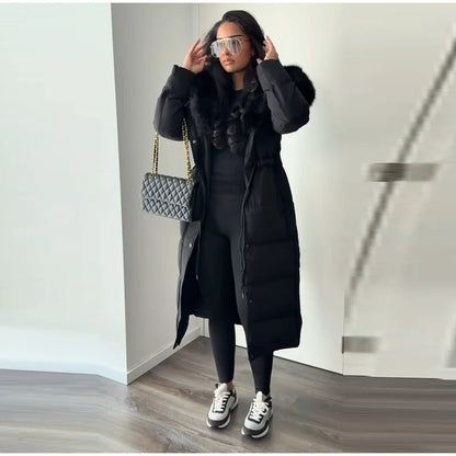 Bellanica - Women's warm belted hooded winter parka