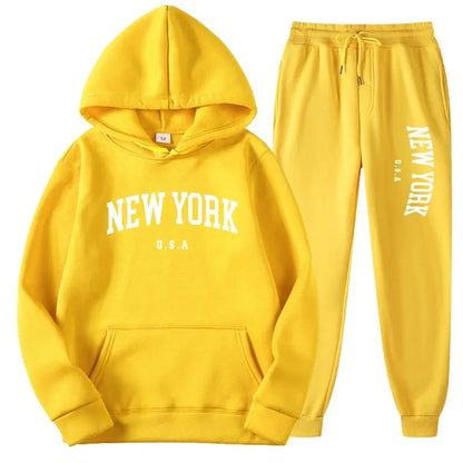 Bellanica - New York Print Casual Hoodie Set