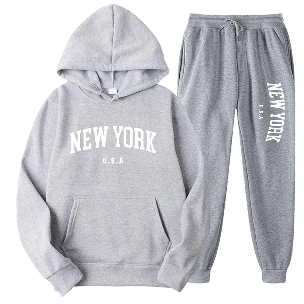 Bellanica - New York Print Casual Hoodie Set