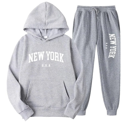 Bellanica - New York Print Casual Hoodie Set