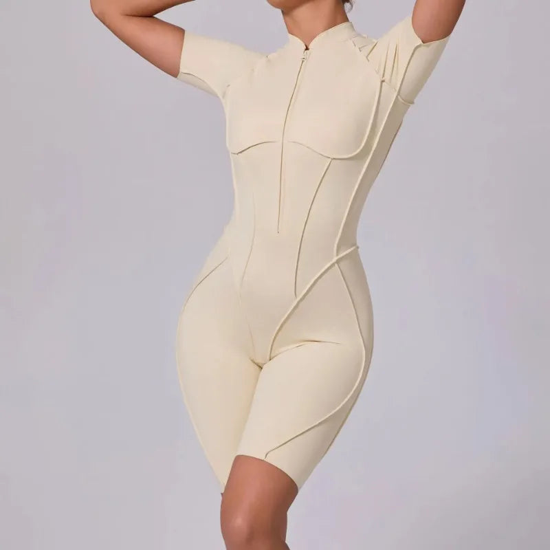 Bellanica - Seamless Zipper Yoga Gym Jumpsuit