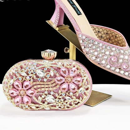 Bellanica - Talons élégants avec sac en diamant assorti