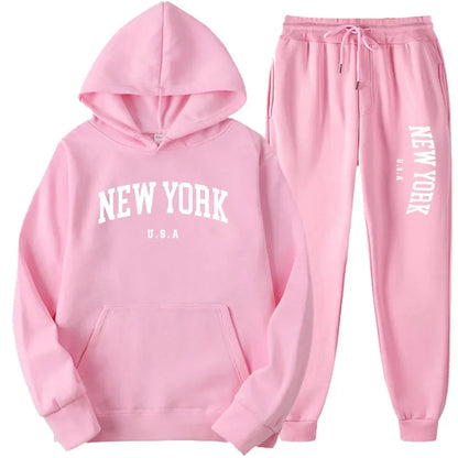 Bellanica - New York Print Casual Hoodie Set