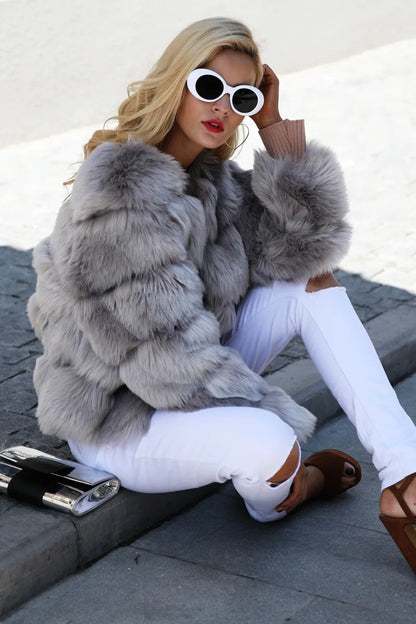 Bellanica - Faux Fur Women Coats Solid