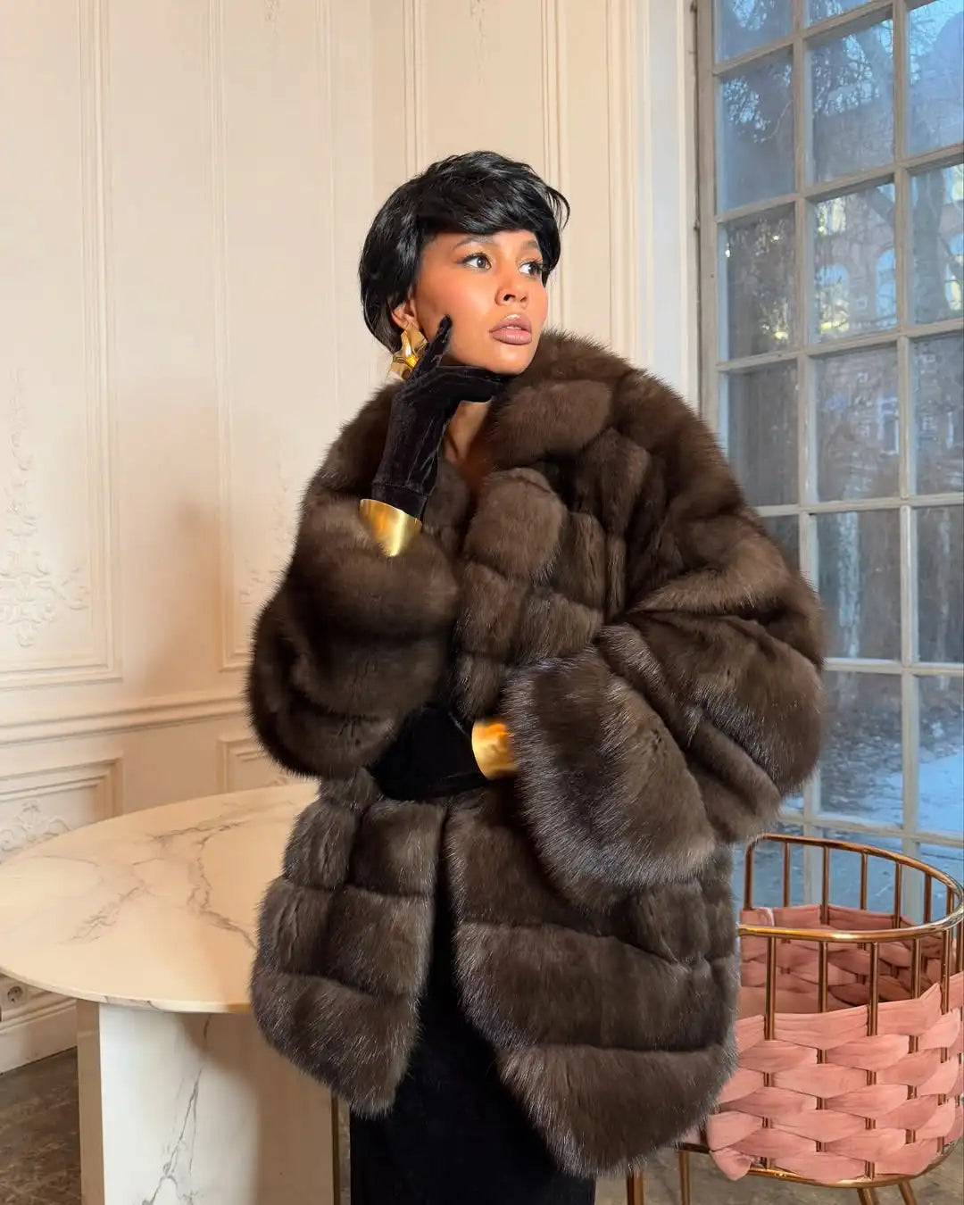 Bellanica - Fashion Patchwork Faux Fur Coat Jacket