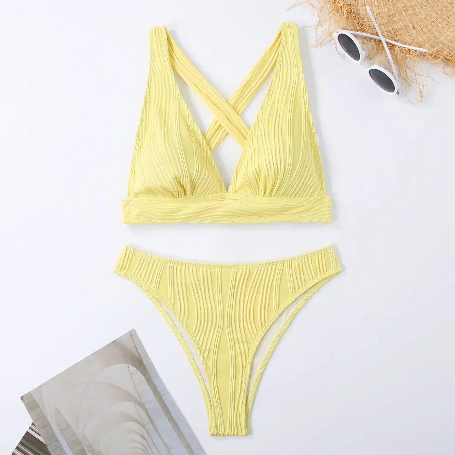Bellanica - Crinkled High-Cut Bikini Set