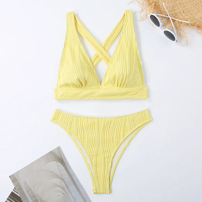 Bellanica - Crinkled High-Cut Bikini Set