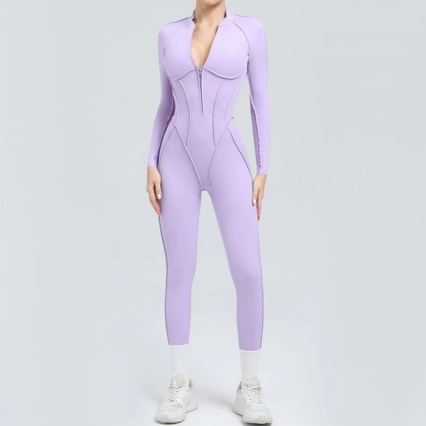 Bellanica - Seamless Zipper Yoga Gym Jumpsuit