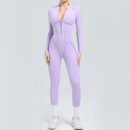 Bellanica - Seamless Zipper Yoga Gym Jumpsuit