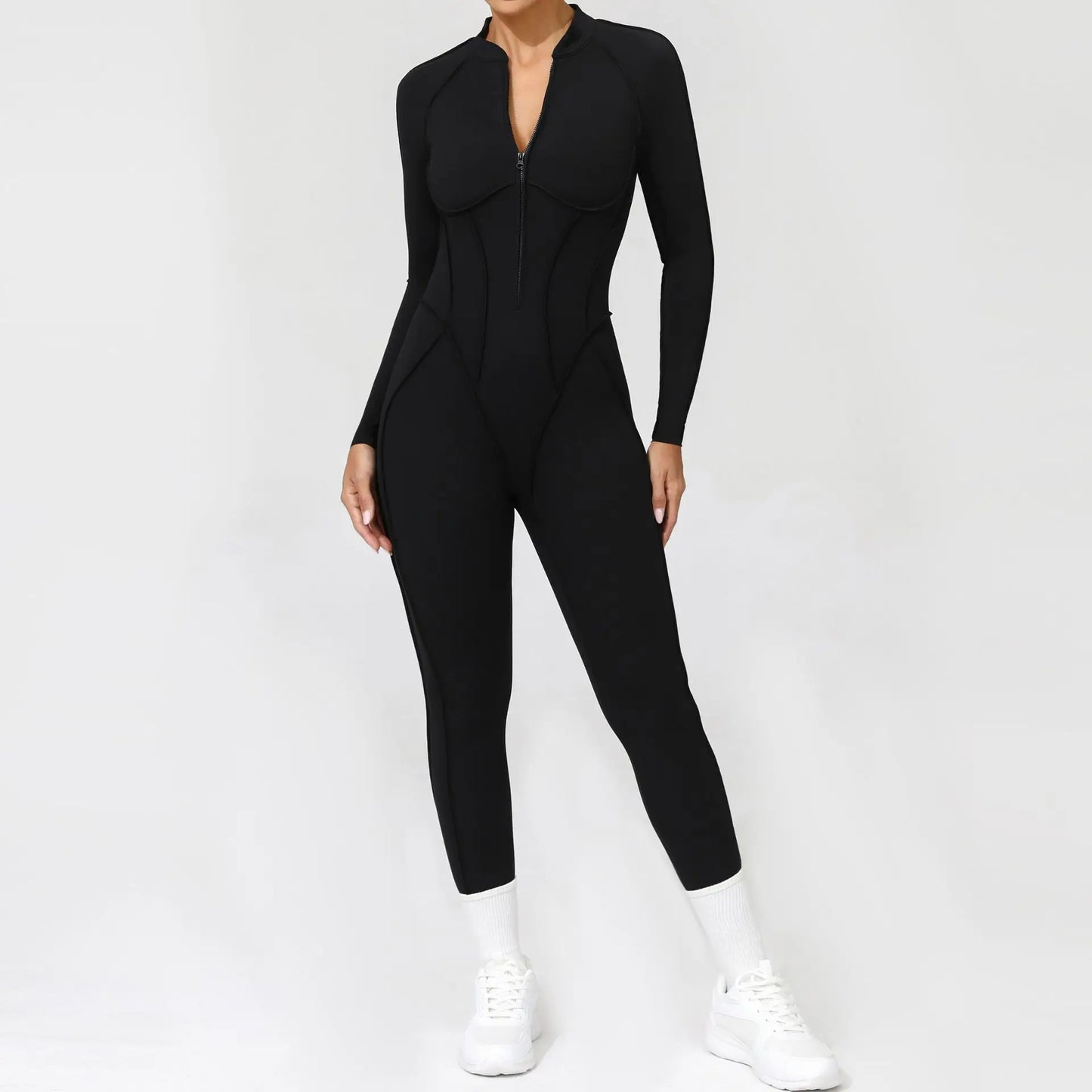 Bellanica - Seamless Zipper Yoga Gym Jumpsuit