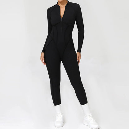 Bellanica - Seamless Zipper Yoga Gym Jumpsuit
